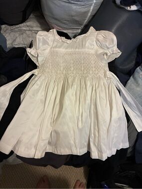 Classic White Smocked Girls' Formal Dress